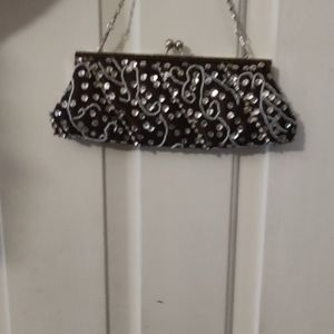 Bronze Rust Sequin Clutch with Chain Strap